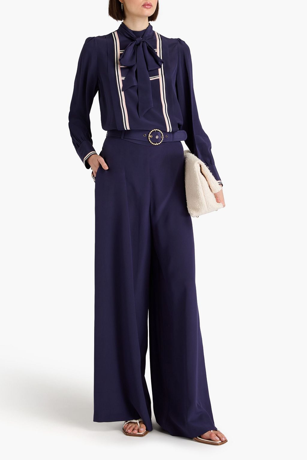 ZIMMERMANN Striped silk crepe de chine wide-leg pants