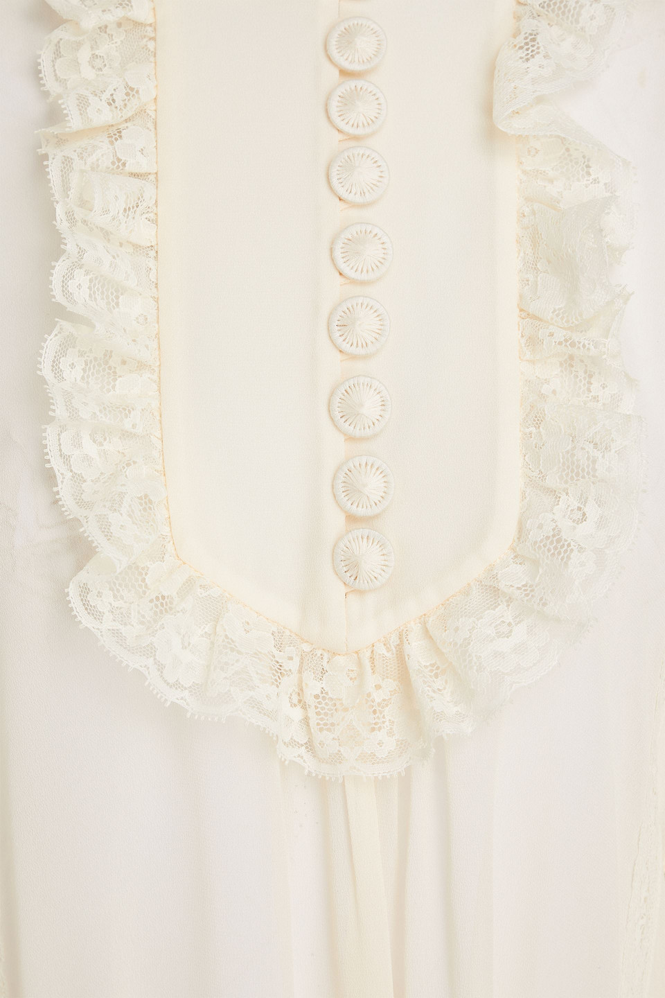 Zimmermann Ruffled Lace-trimmed Georgette Midi Dress In Cream