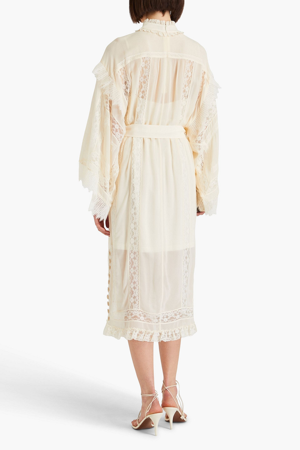 Zimmermann Ruffled Lace-trimmed Georgette Midi Dress In Cream