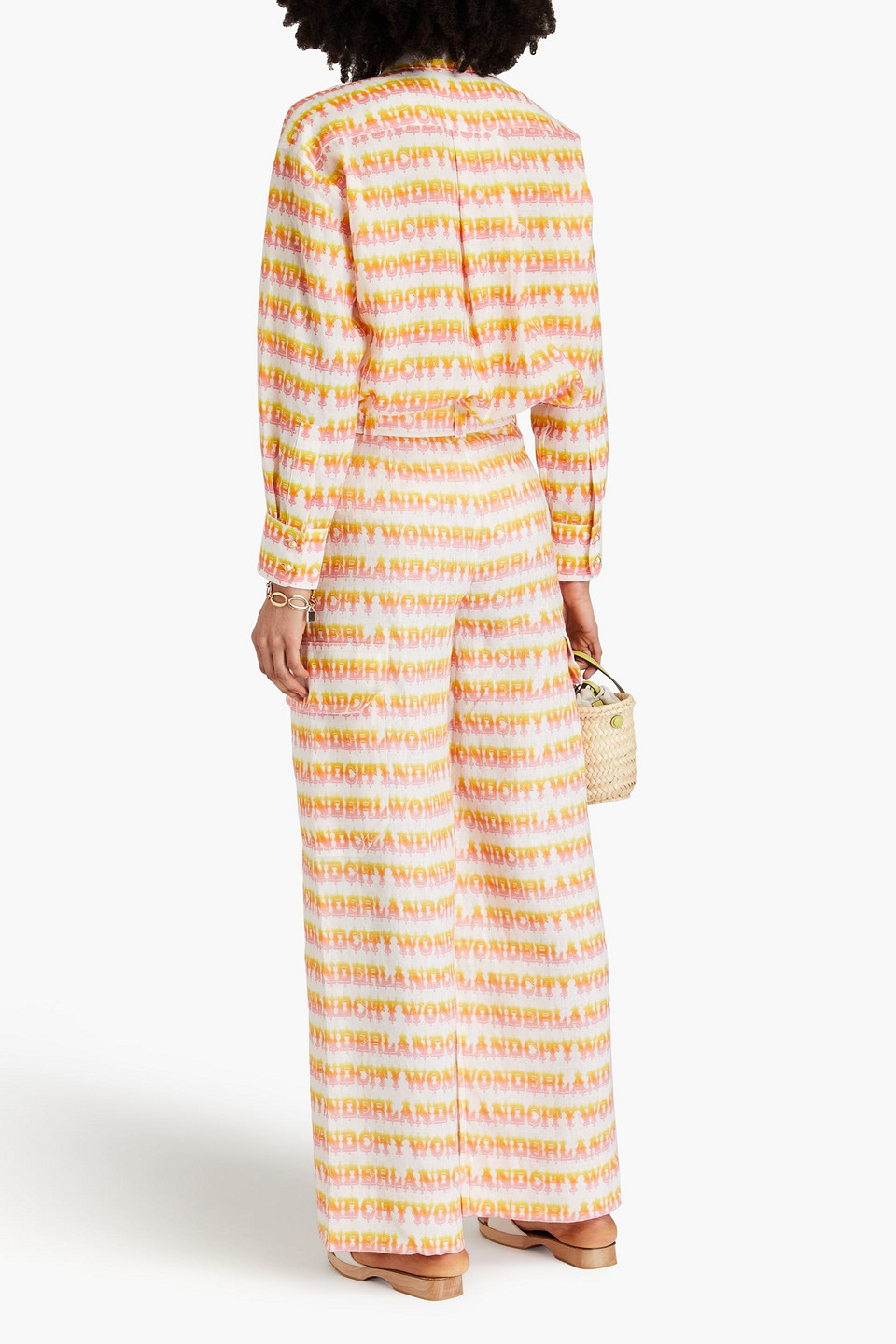 Zimmermann Printed Linen Wide-leg Pants In Orange