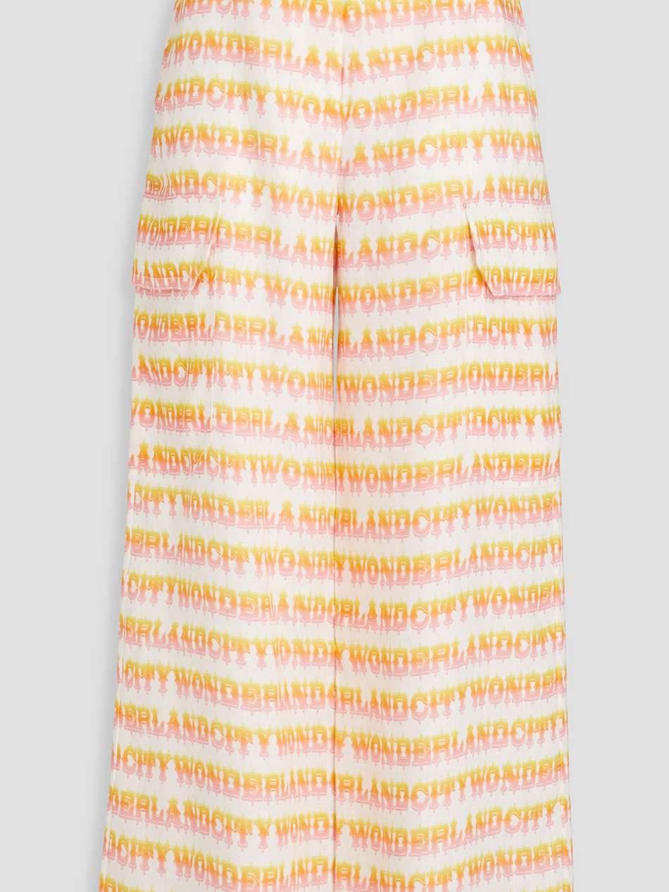printed linen wide-leg pants