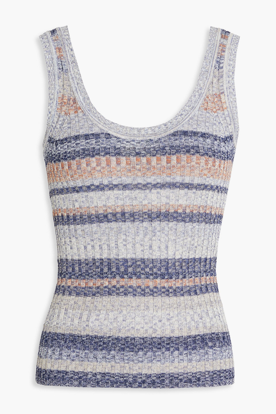 Striped ribbed-knit tank