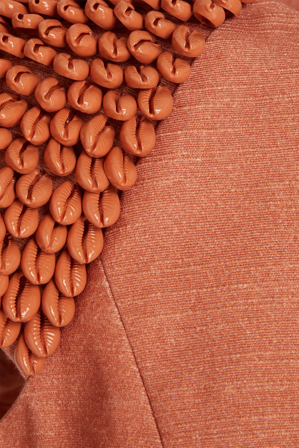 Zimmermann Cropped Oberteil Aus Einer Baumwoll-leinenmischung Mit Verzierung In Nudefarben