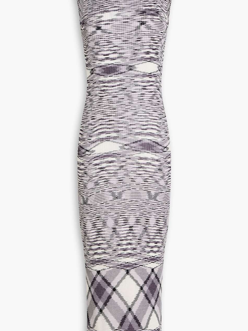 space-dyed ribbed-knit turtleneck midi dress