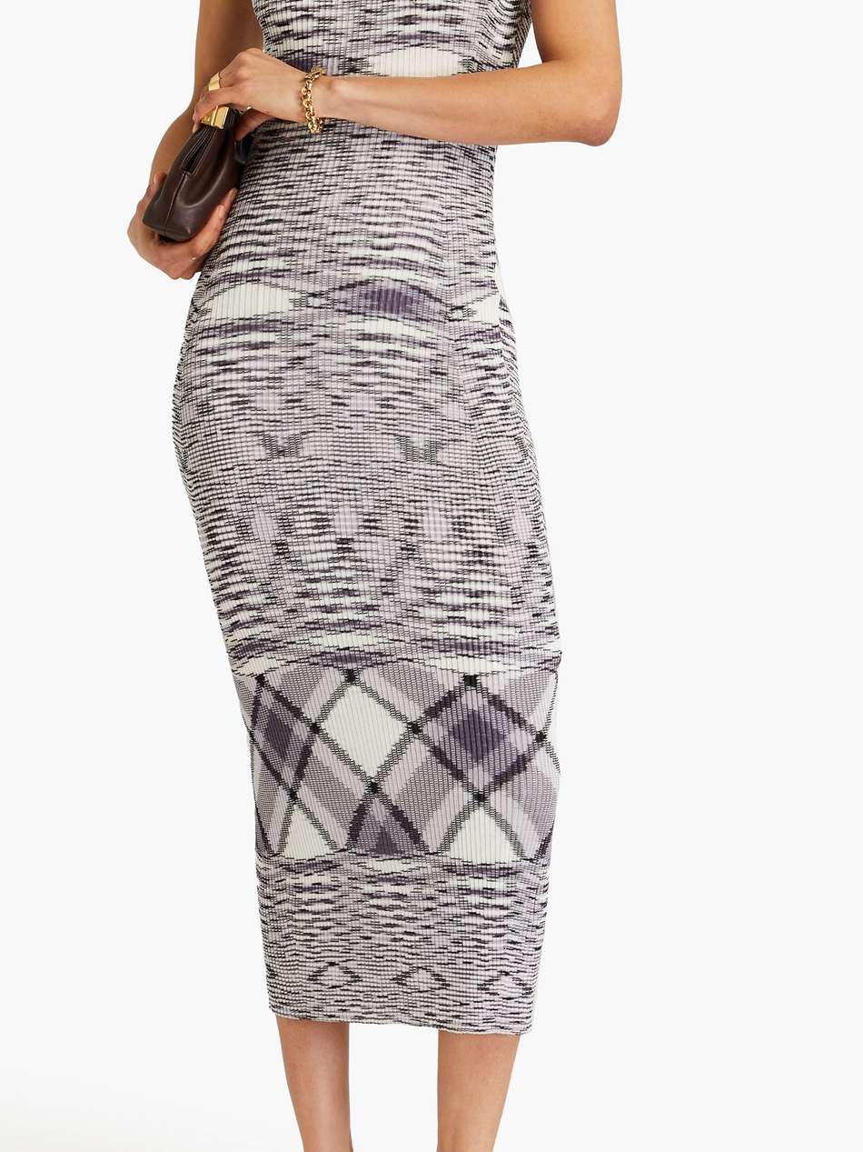 space-dyed ribbed-knit turtleneck midi dress