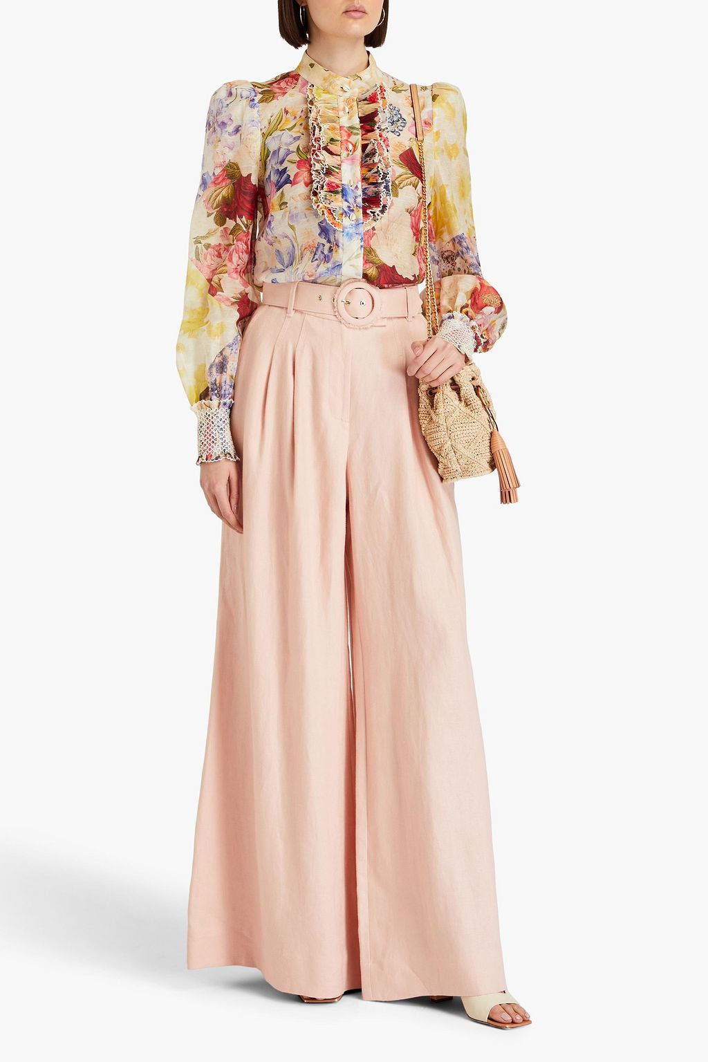 ZIMMERMANN Belted linen wide-leg pants