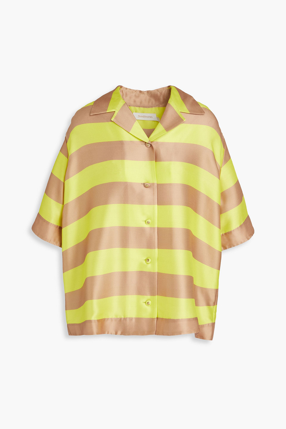 Shop Zimmermann Striped Silk Shirt In Lime Green