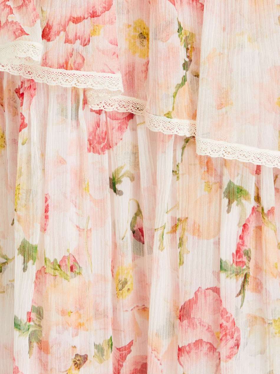 ruffled floral-print silk-crepon midi dress