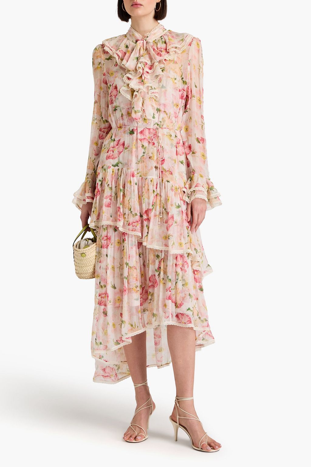 ZIMMERMANN Ruffled floral-print silk-crepon midi dress