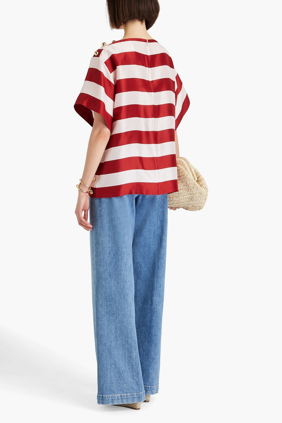 Zimmermann Striped Silk-satin Top In Claret