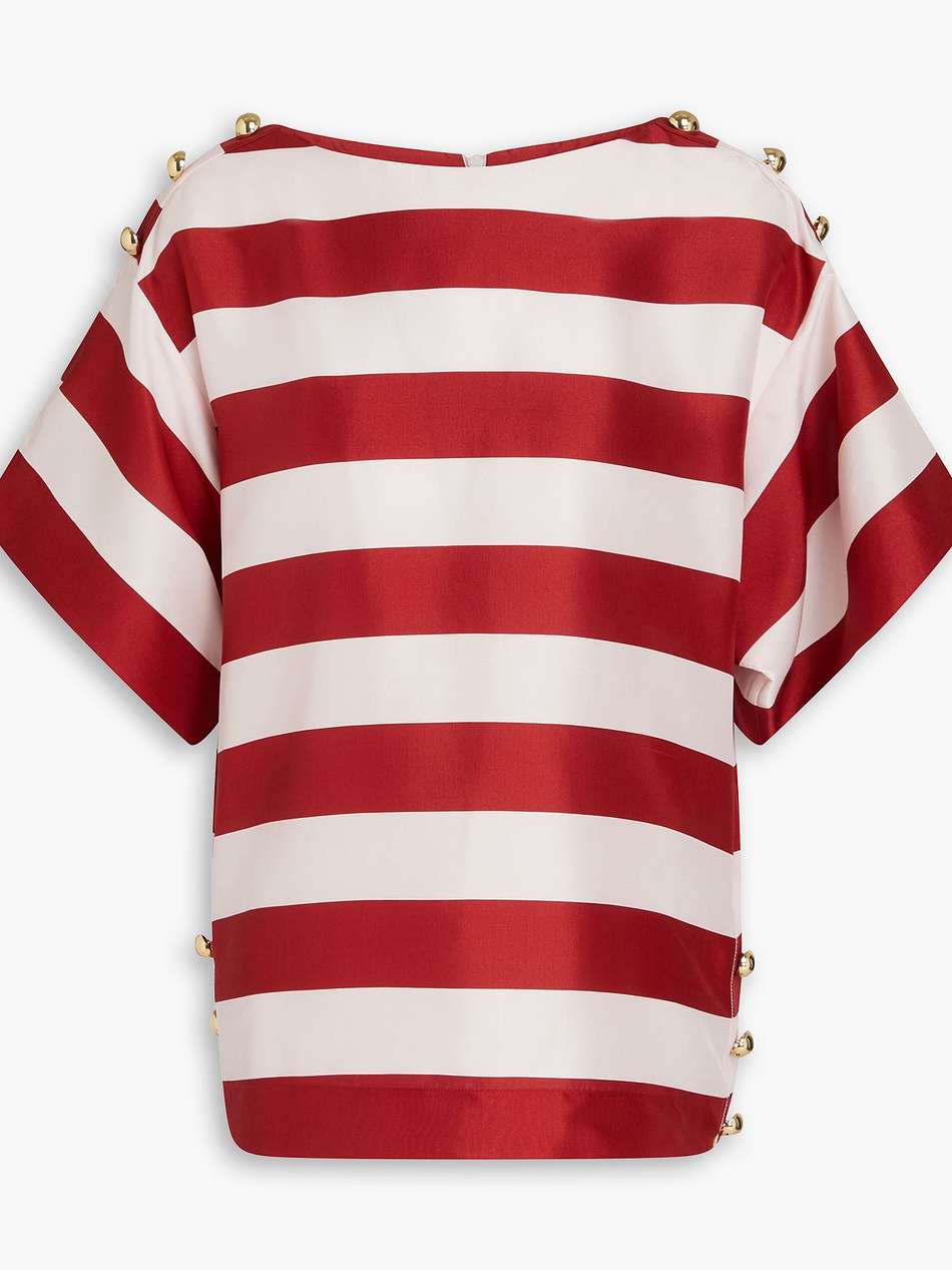 striped silk-satin top