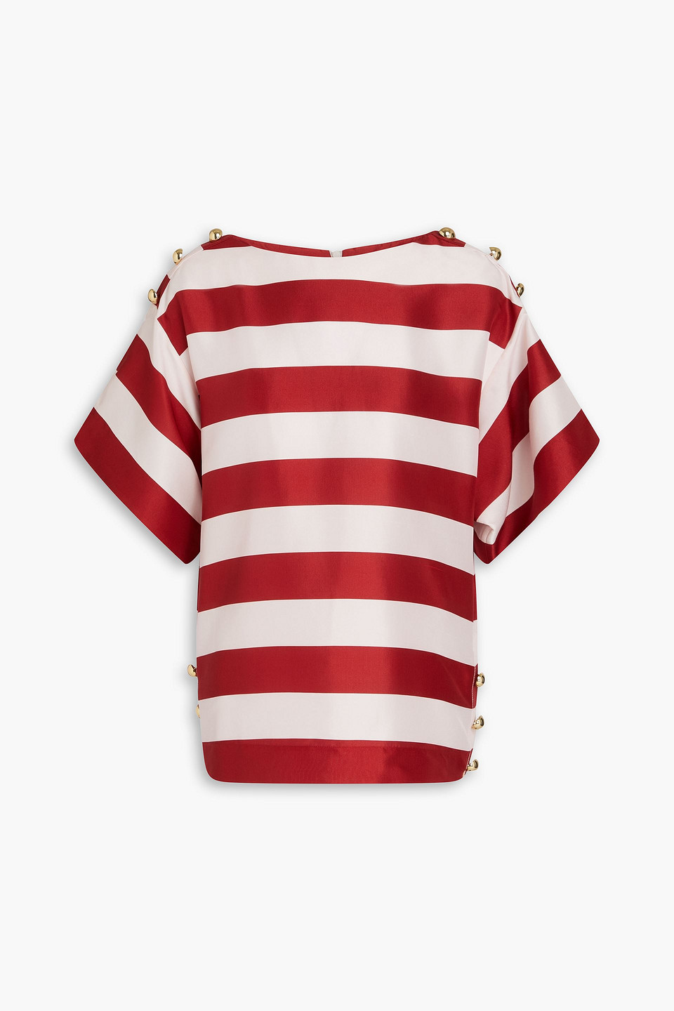 Zimmermann Striped Silk-satin Top In Claret
