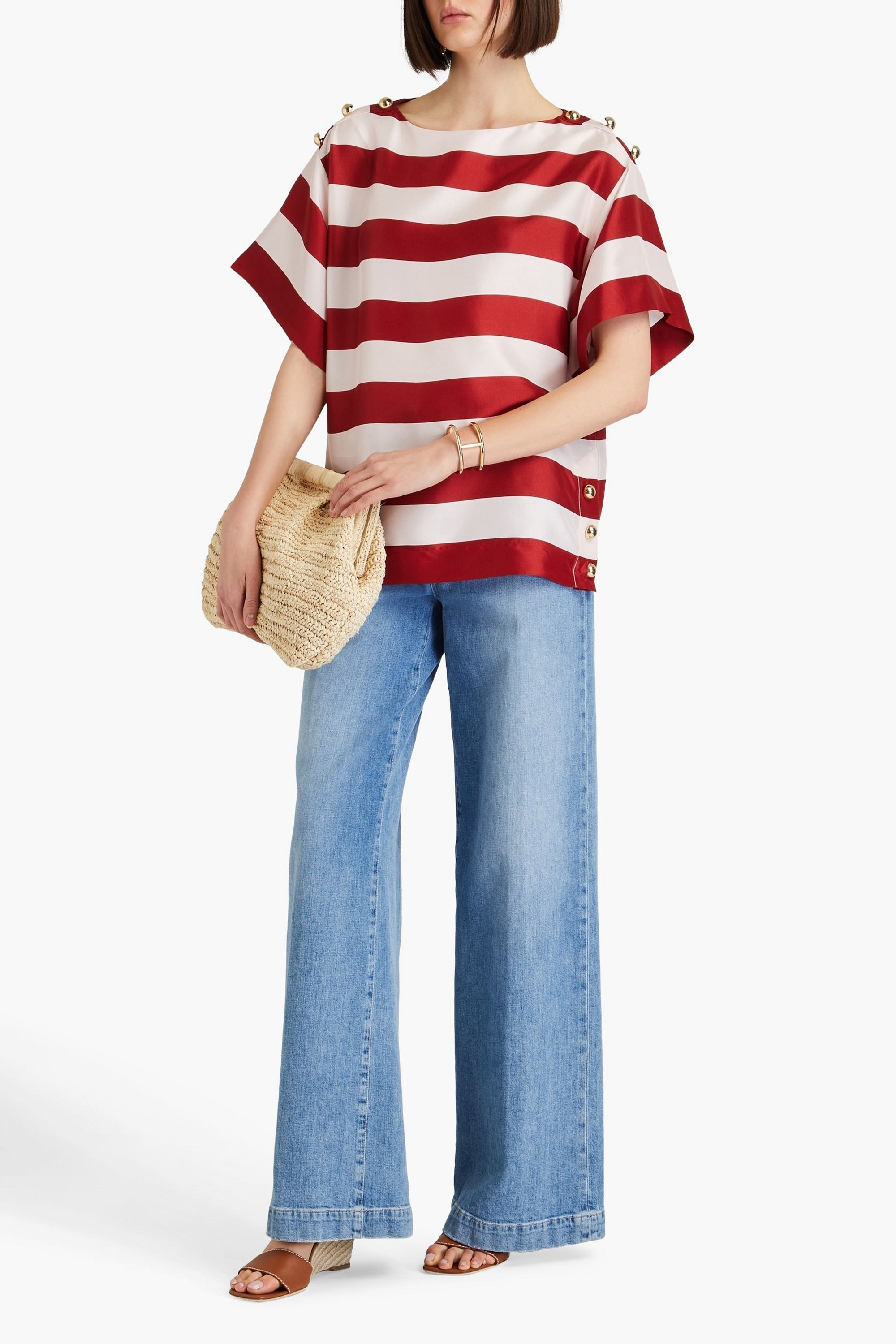 Zimmermann Striped silk-satin top