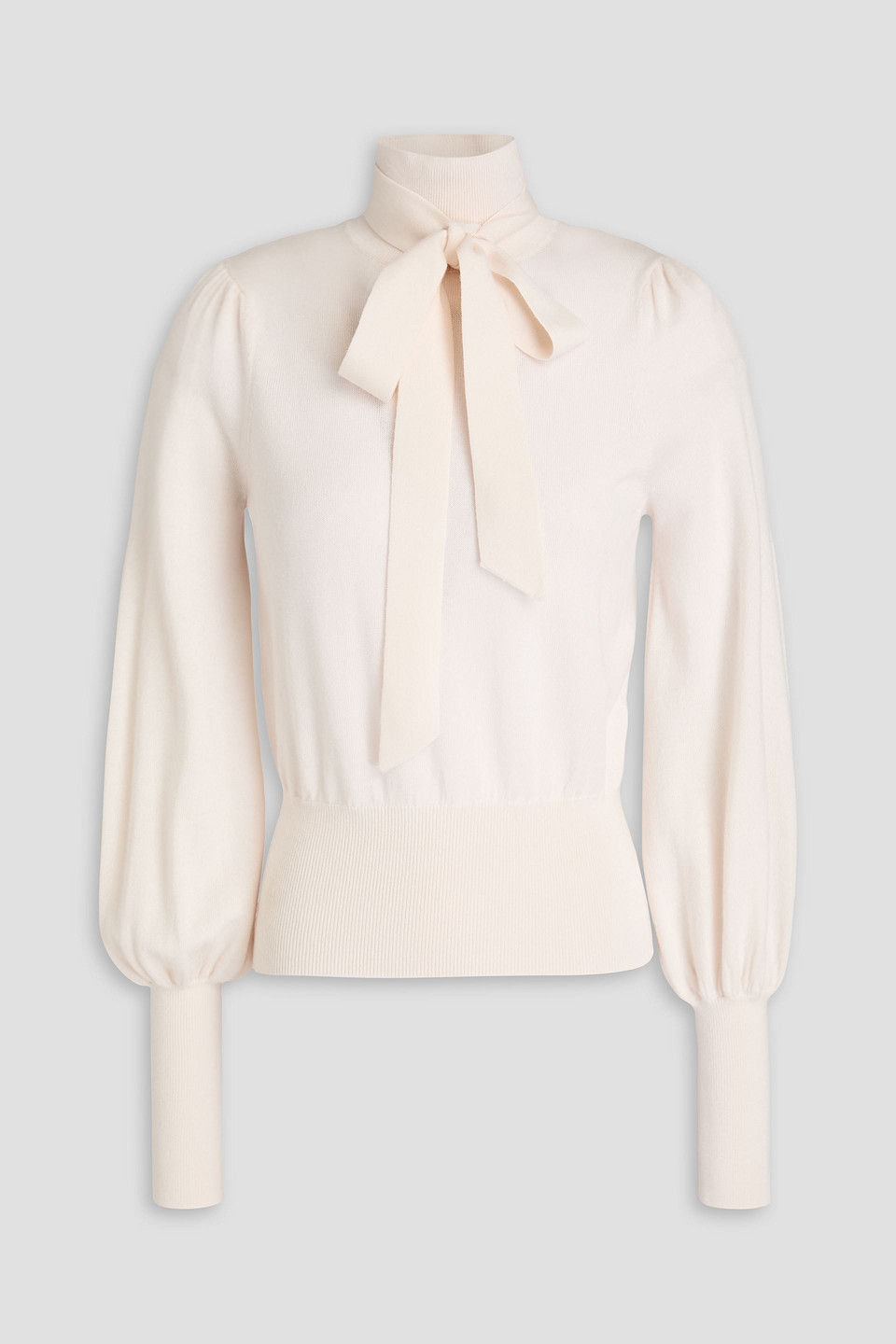 Zimmermann Pussy-bow Merino Wool Turtleneck Sweater In Cream