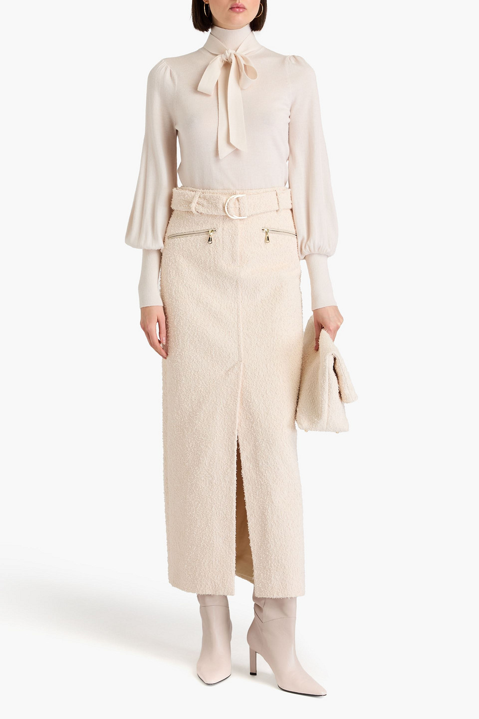 Zimmermann Pussy-bow Merino Wool Turtleneck Sweater In Cream