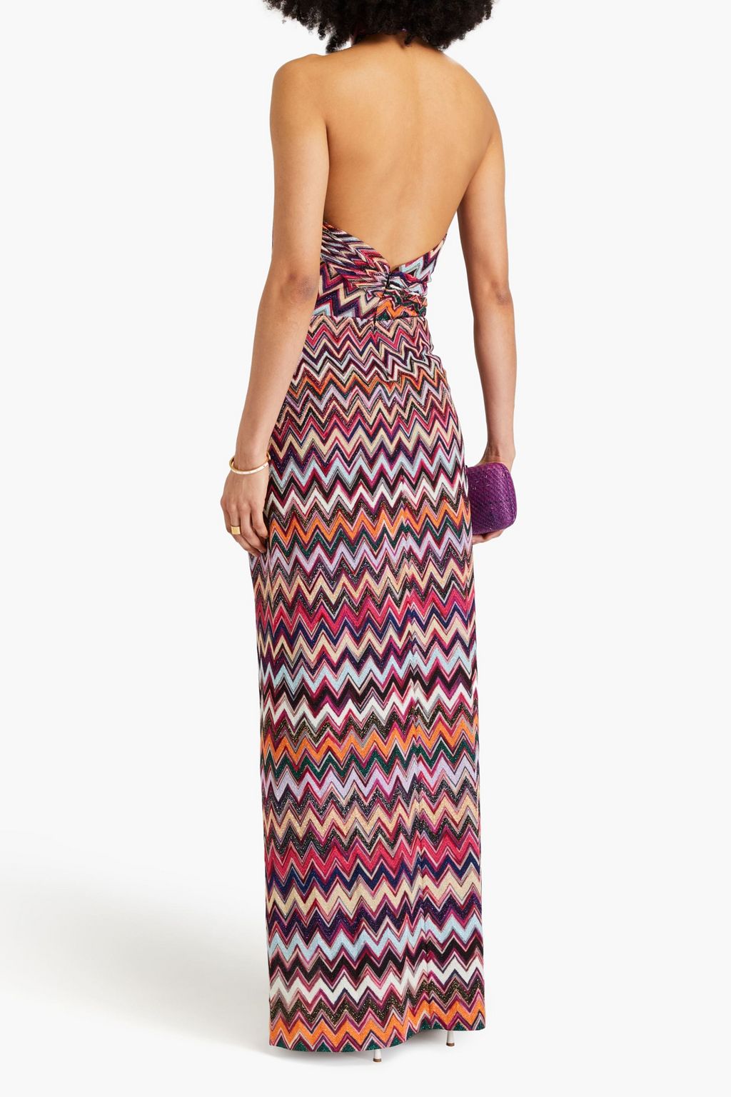 MISSONI Metallic cutout crochet-knit halterneck maxi dress