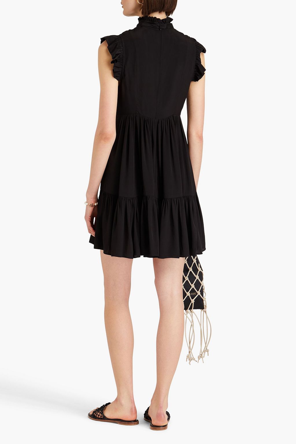ZIMMERMANN Bow-detailed ruffled crepe de chine mini dress