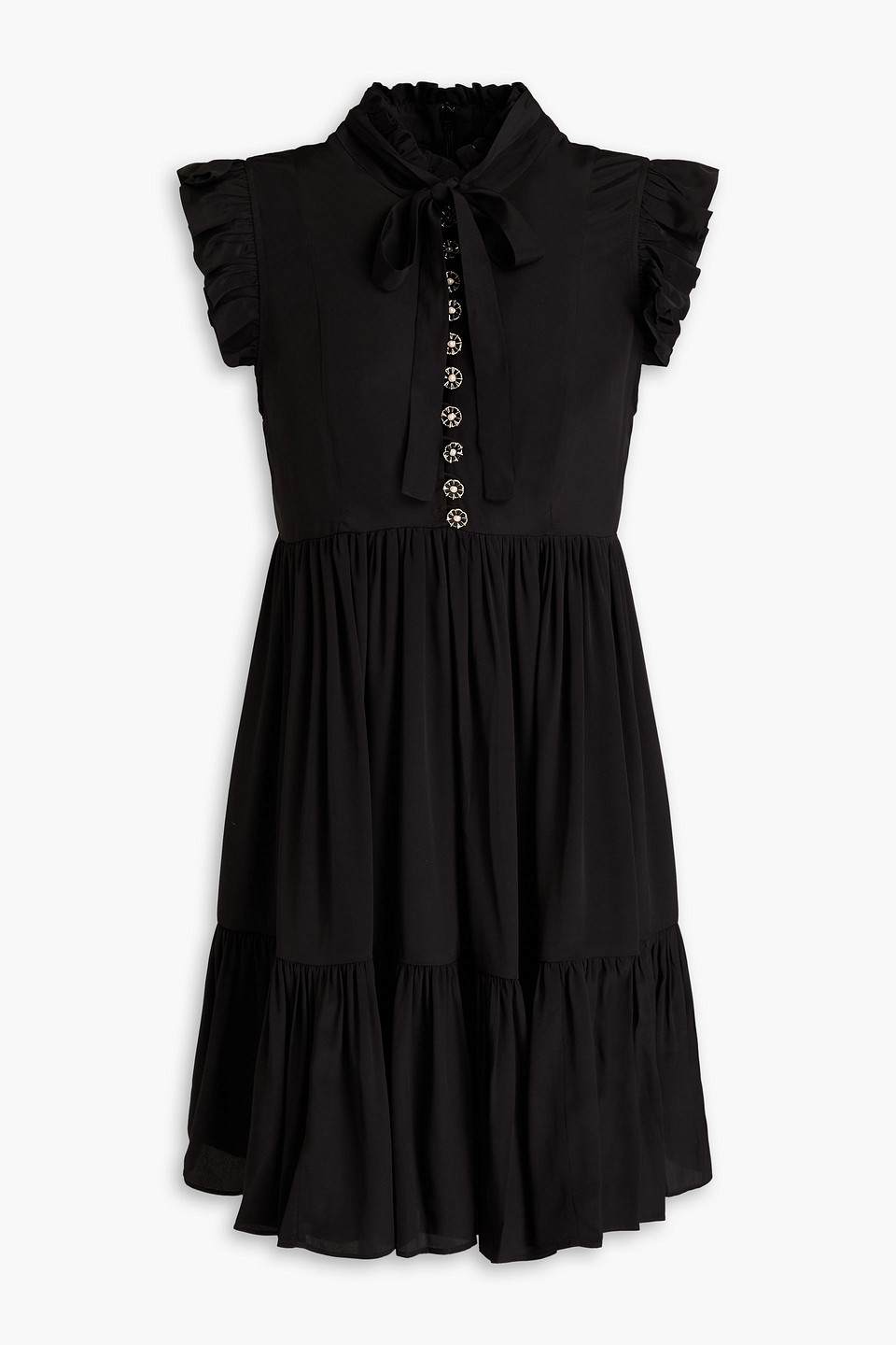 Zimmermann Pussy-bow Crepe De Chine Mini Dress In Black