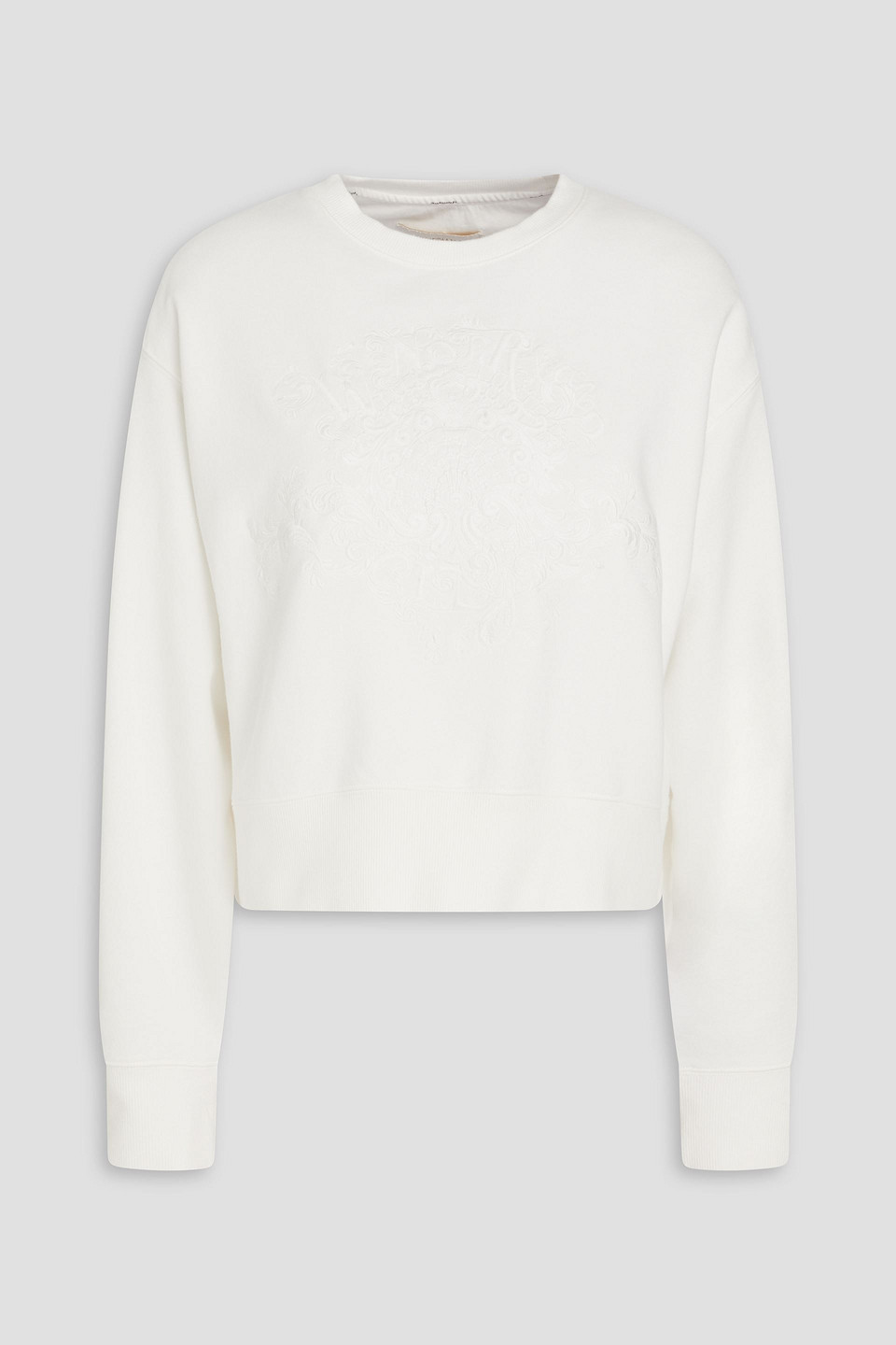 Zimmermann - Embroidered French cotton-blend terry sweatshirt - White - 0