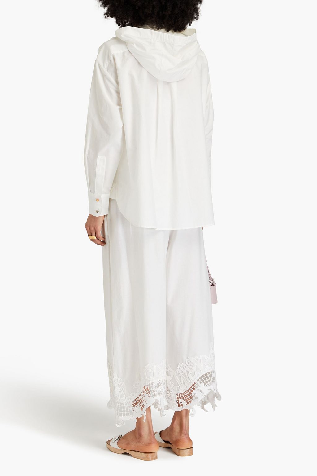 ZIMMERMANN Cotton and silk-blend guipure lace hooded shirt