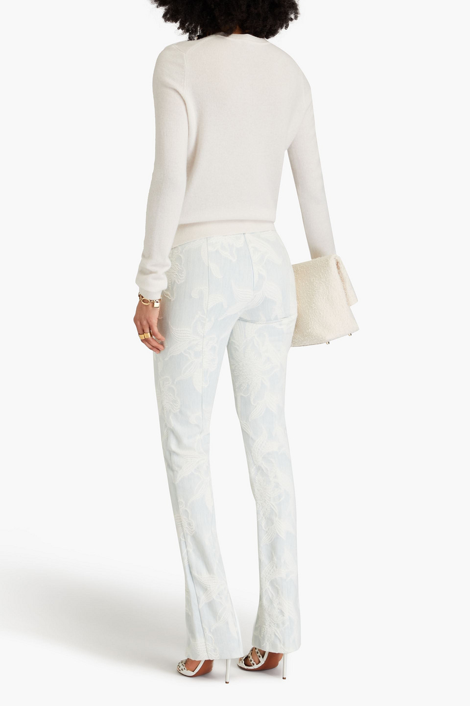 Shop Zimmermann Embroidered Mid-rise Tapered Jeans In Light Denim