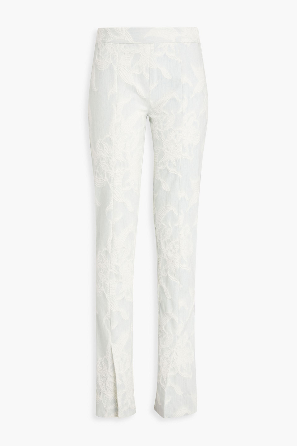 Zimmermann Embroidered Mid-rise Tapered Jeans In Light Denim