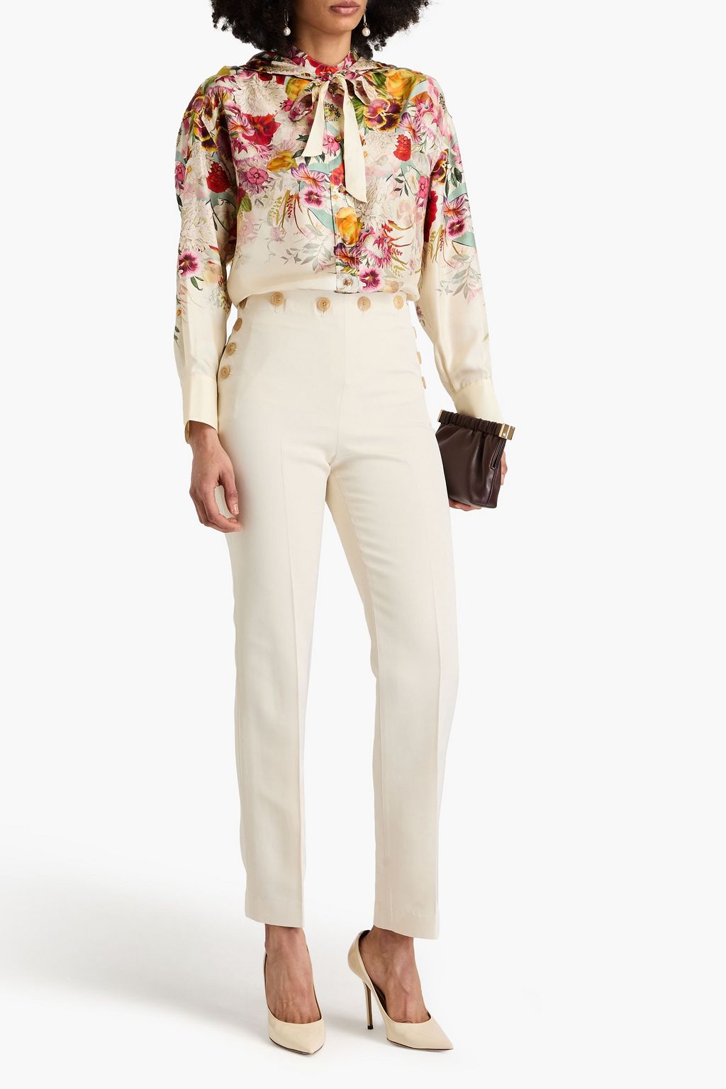 ZIMMERMANN Floral-print silk-twill hooded shirt