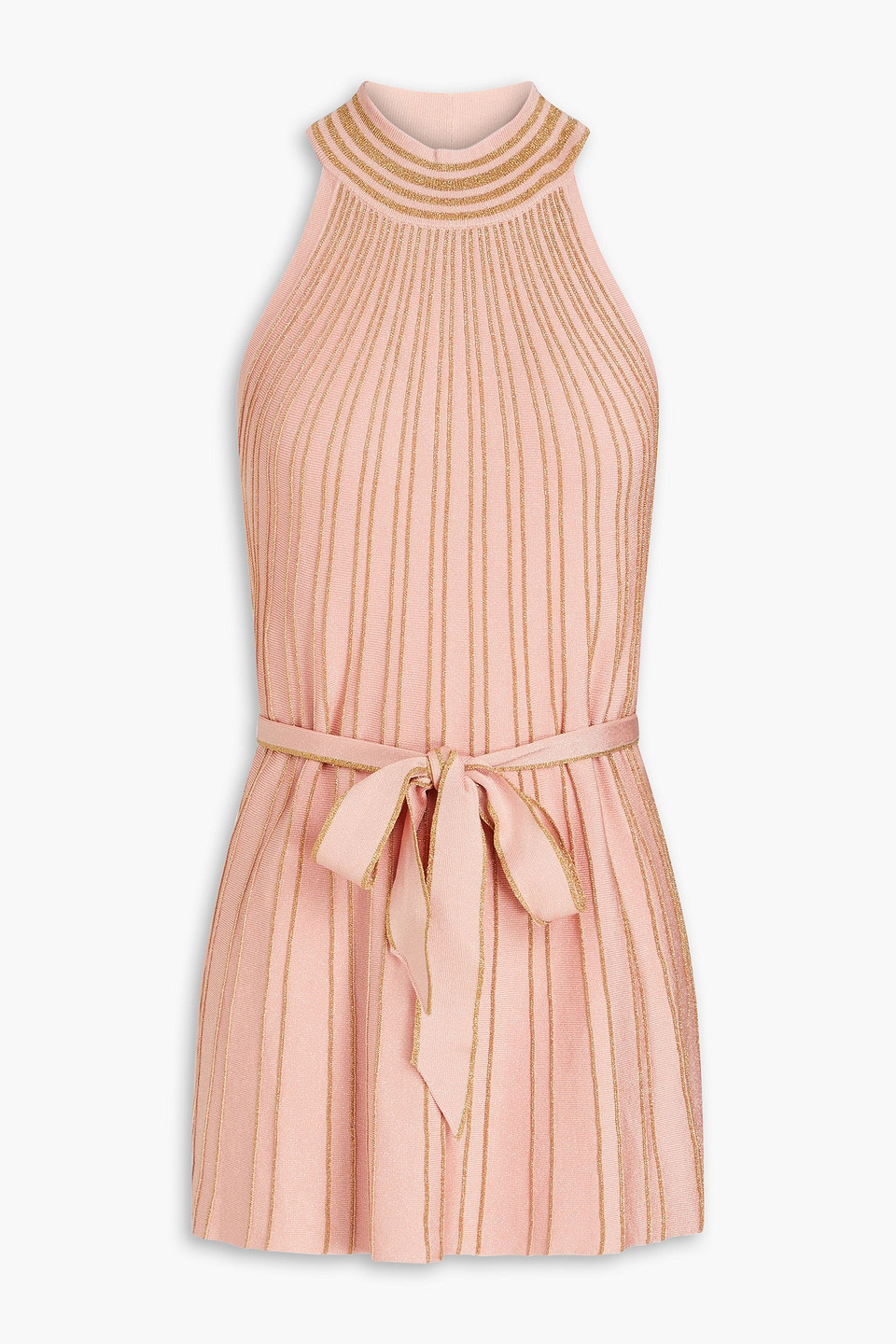 Zimmermann Cutout Metallic Stretch-knit Top In Antique Rose