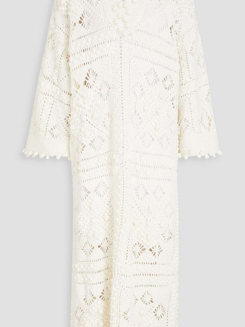 crochet-knit cotton hooded kaftan