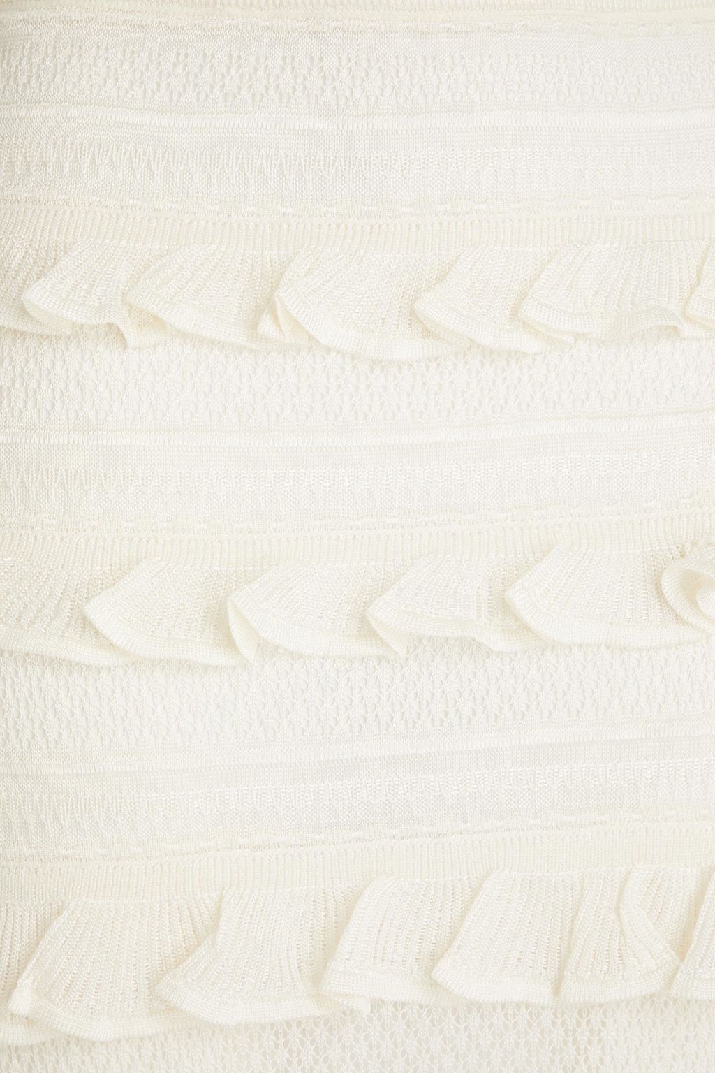 ZIMMERMANN Ruffled pointelle-knit midi skirt