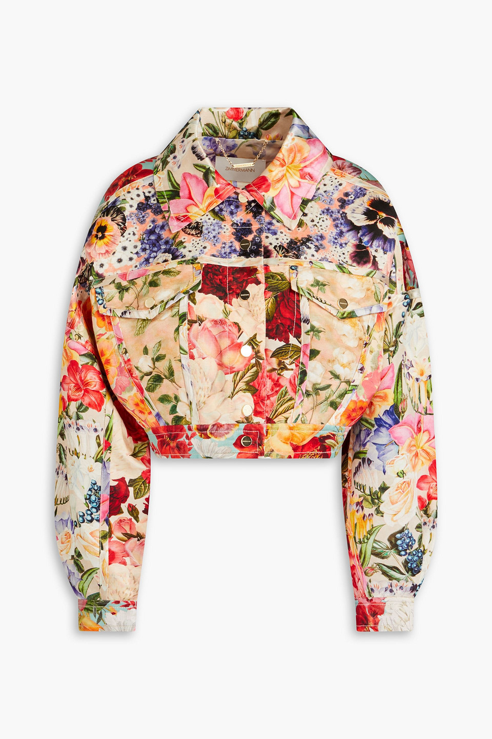 Zimmermann Floral-print Linen And Silk-blend Satin Jacket In Pink