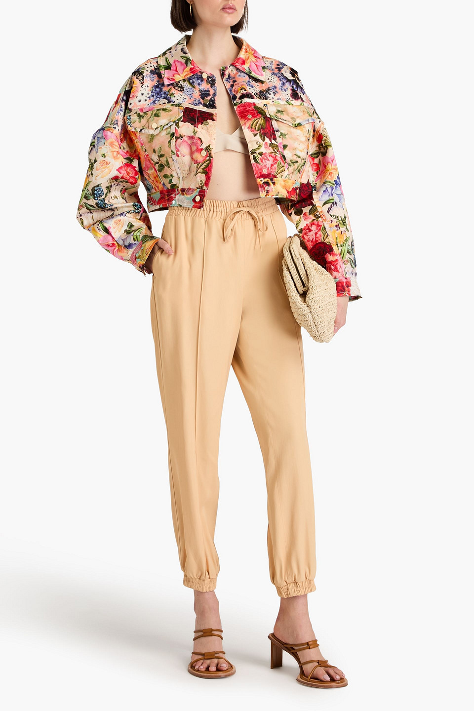 Zimmermann Floral-print Linen And Silk-blend Satin Jacket In Pink