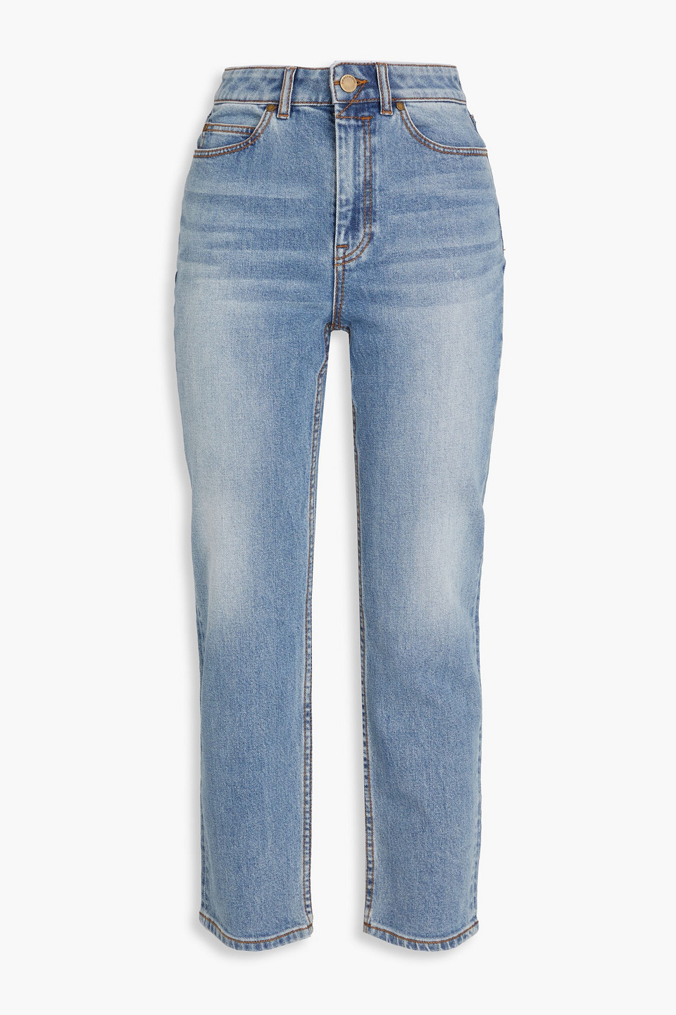 Zimmermann Cropped High-rise Straight-leg Jeans In Light Denim