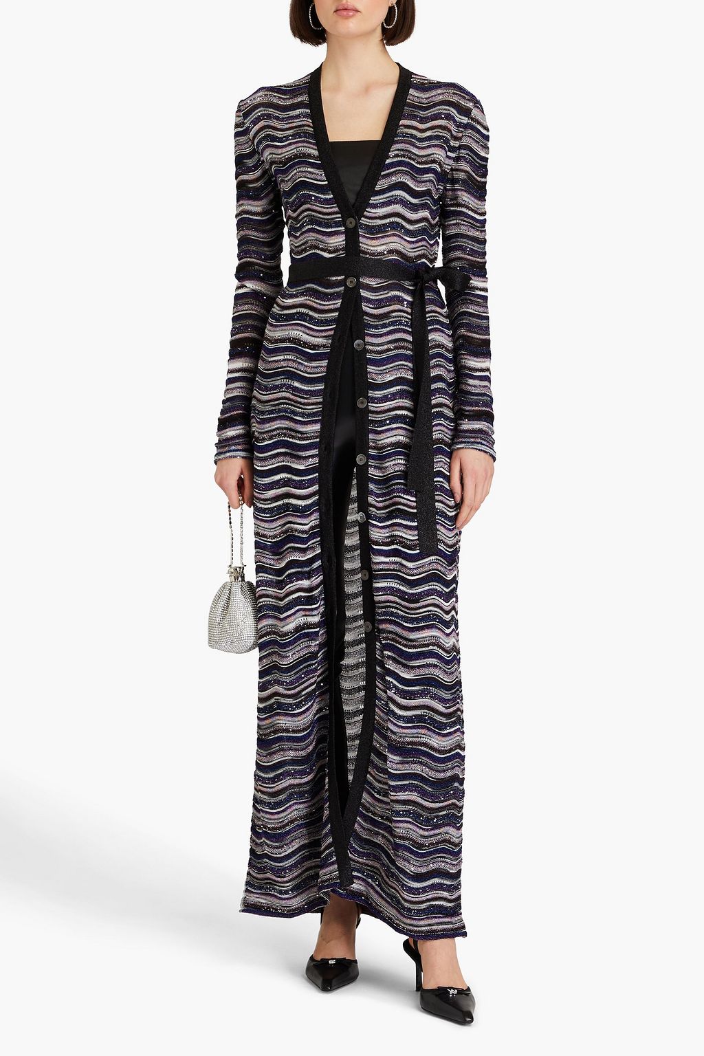 MISSONI Sequin-embellished metallic crochet-knit cardigan