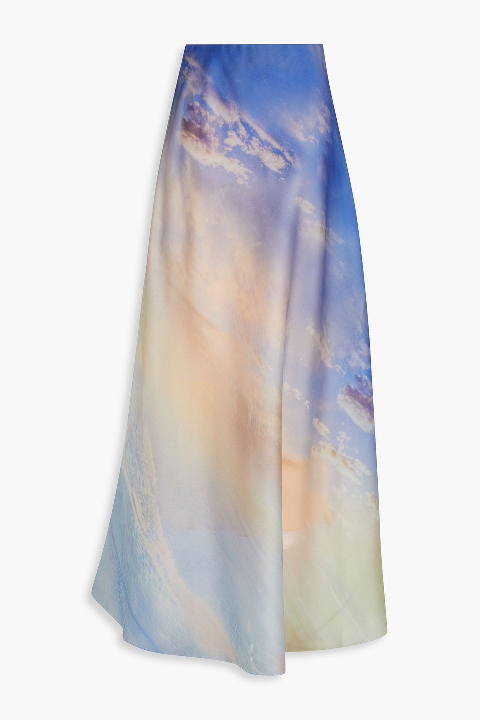 Zimmermann Printed Silk-organza Maxi Skirt In Blue