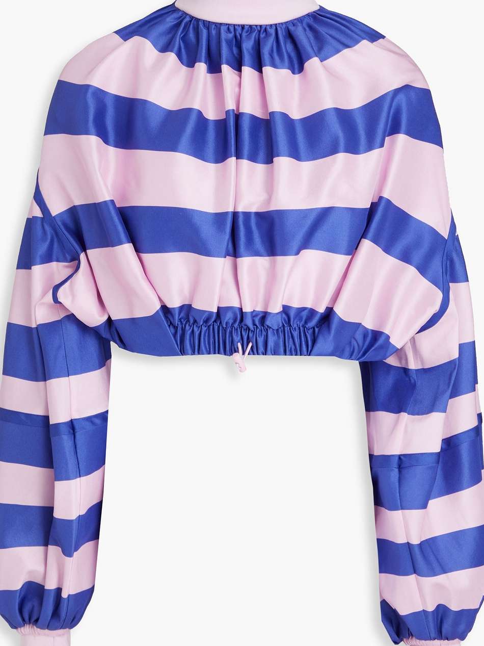 cropped striped silk turtleneck top
