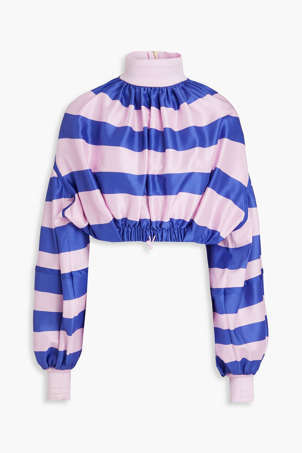 Zimmermann Cropped Striped Silk Top In Baby Pink