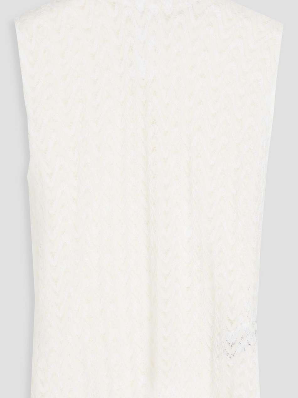 crochet-knit wool-blend turtleneck top