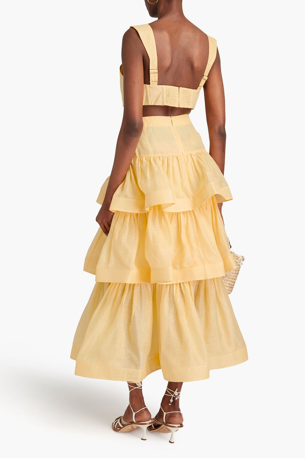 ZIMMERMANN Pleated linen and silk-blend bra top