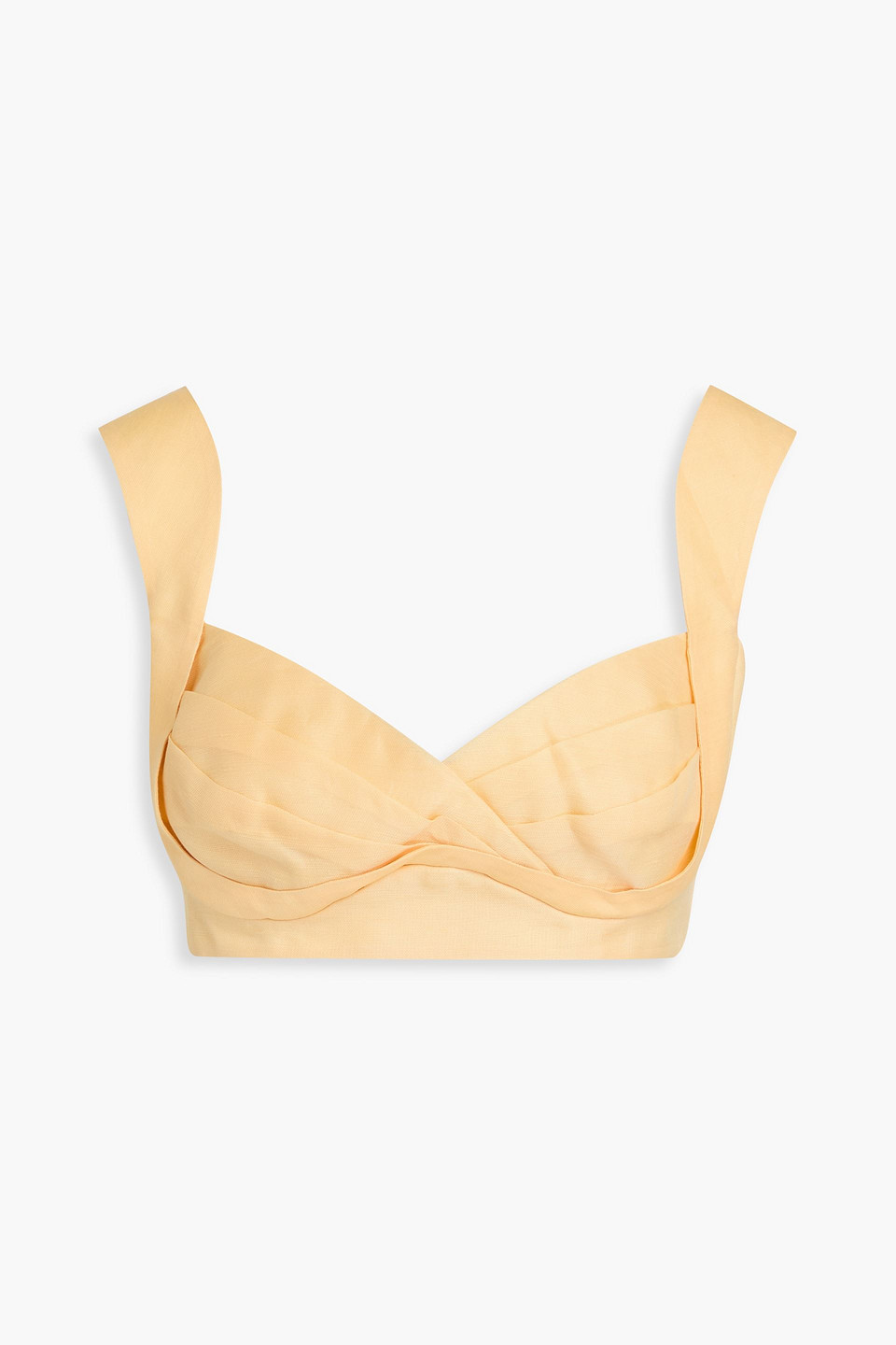 Zimmermann Pleated Linen And Silk-blend Bra Top In Pastel Orange