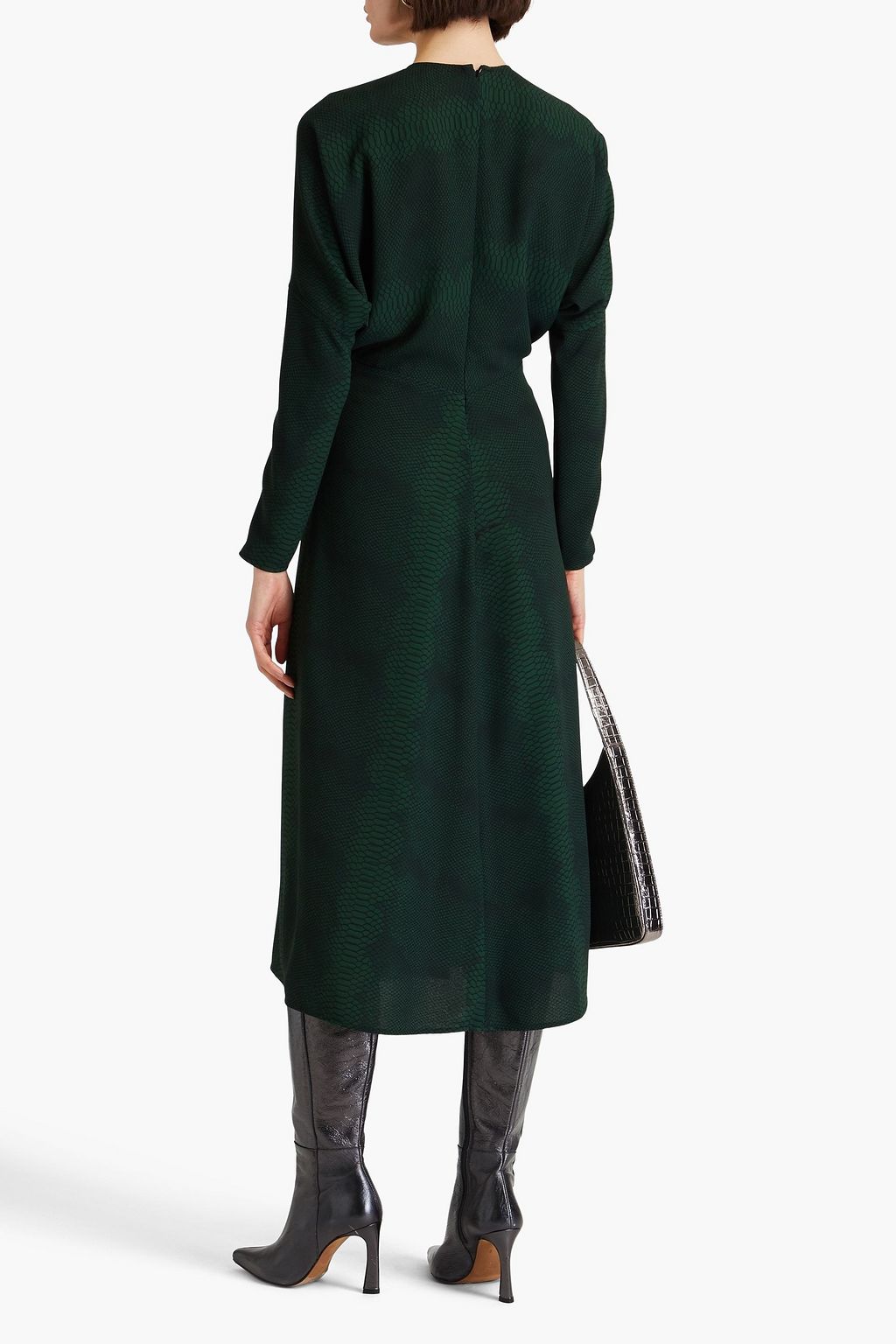 VICTORIA BECKHAM فستان متوسط الطول من الكريب بنقشة جلد الثعبان