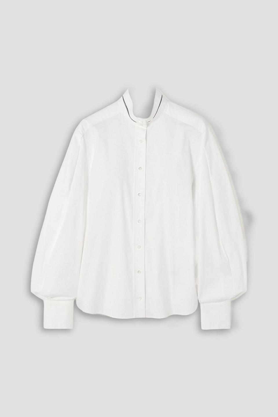 brunello cucinelli - embellished cotton-blend poplin shirt - white - l
