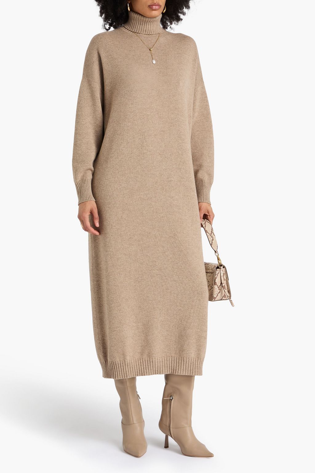 BRUNELLO CUCINELLI Cashmere turtleneck midi dress