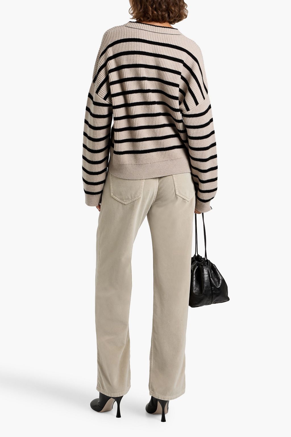 BRUNELLO CUCINELLI Bead-embellished cotton-velvet straight-leg pants
