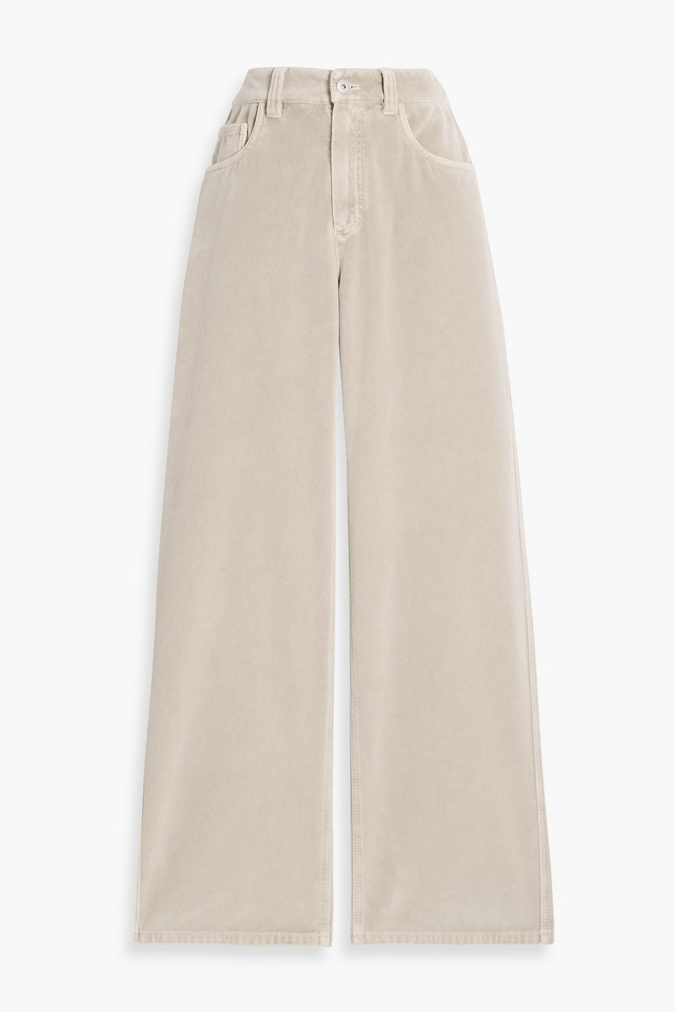 Brunello Cucinelli Cotton-velvet Straight-leg Pants In Neutral