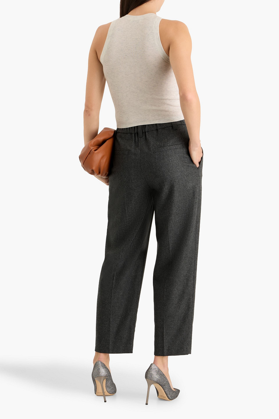 Brunello Cucinelli Wool And Cashmere-blend Flannel Tapered Pants In Gray