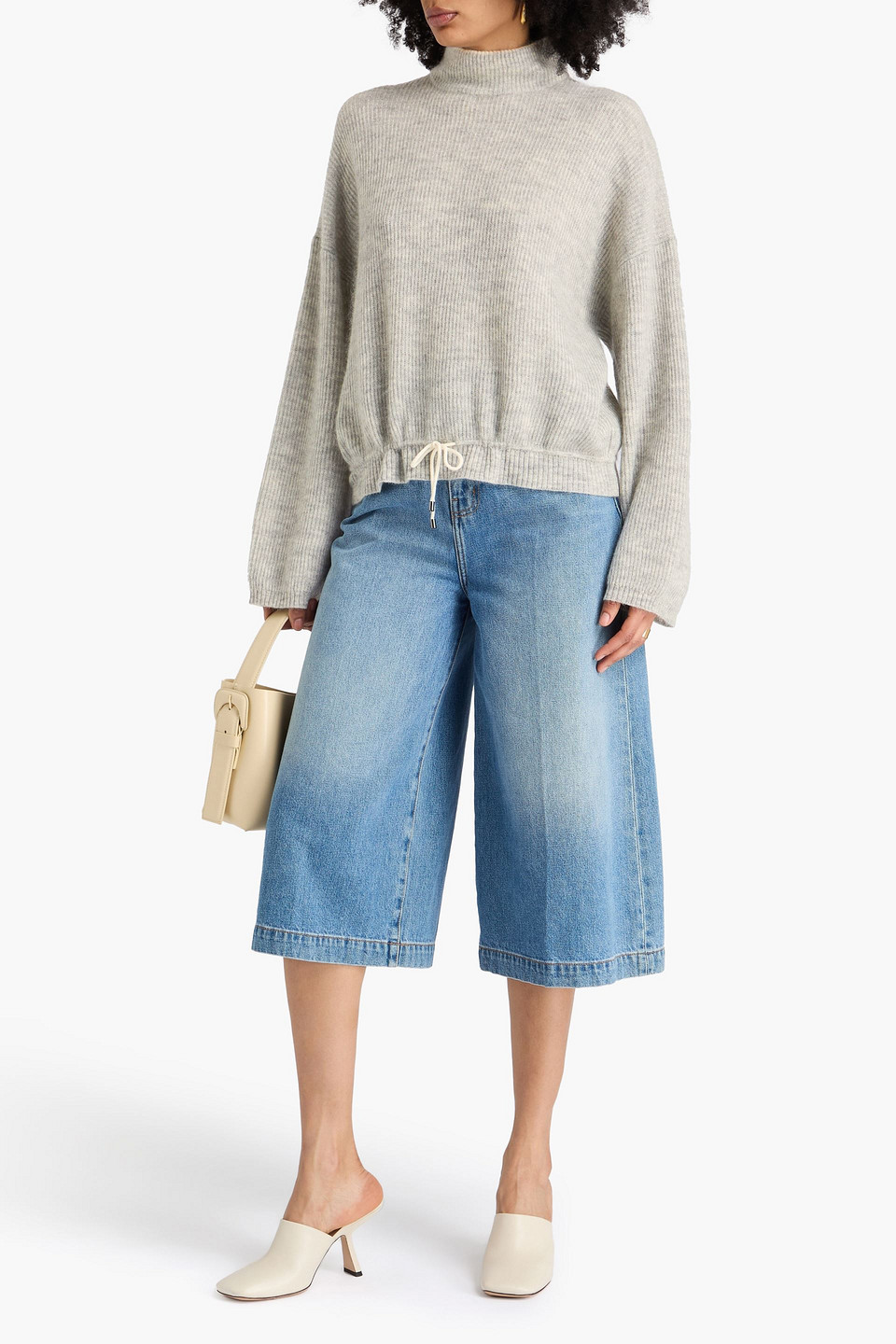 Brunello Cucinelli Ribbed Mohair-blend Turtleneck Sweater In Gray