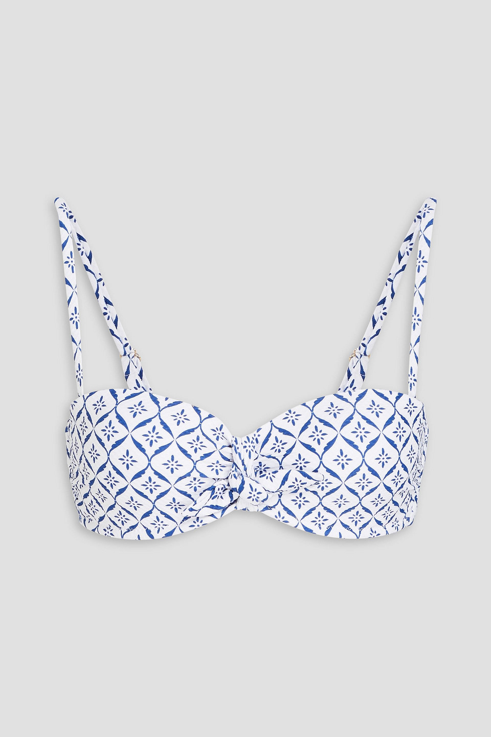 Heidi Klein Capri Printed Underwired Bandeau Bikini Top In White