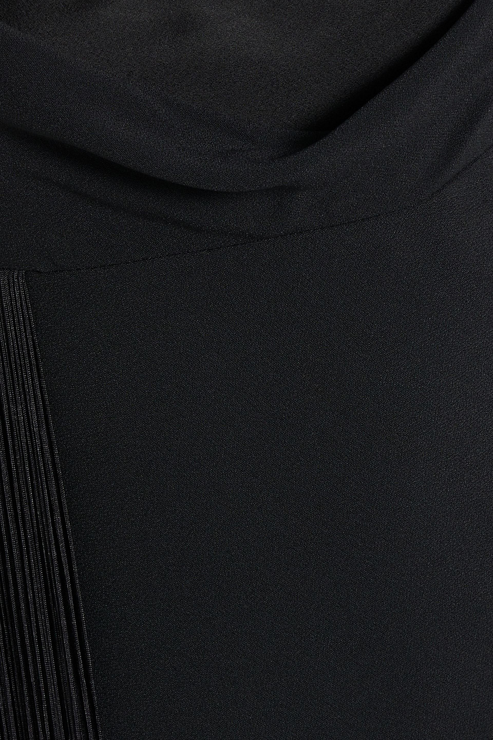 Victoria Beckham Asymmetric Fringed Satin-crepe Midi Dress In Black