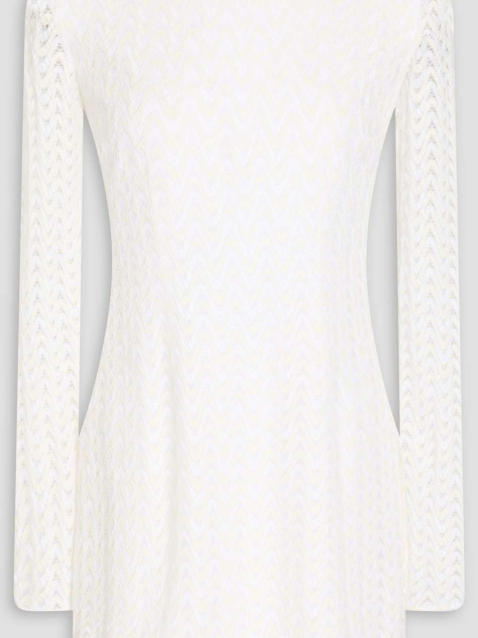 crochet-knit wool-blend mini dress